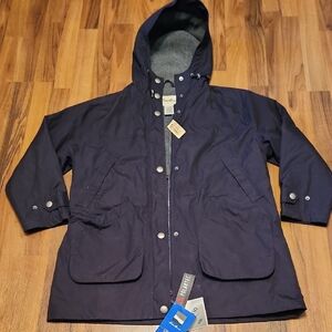 Eddie Bauer Navy Blue Polartec Fleece-lined Hooded Parka Jacket with Teflon NWT